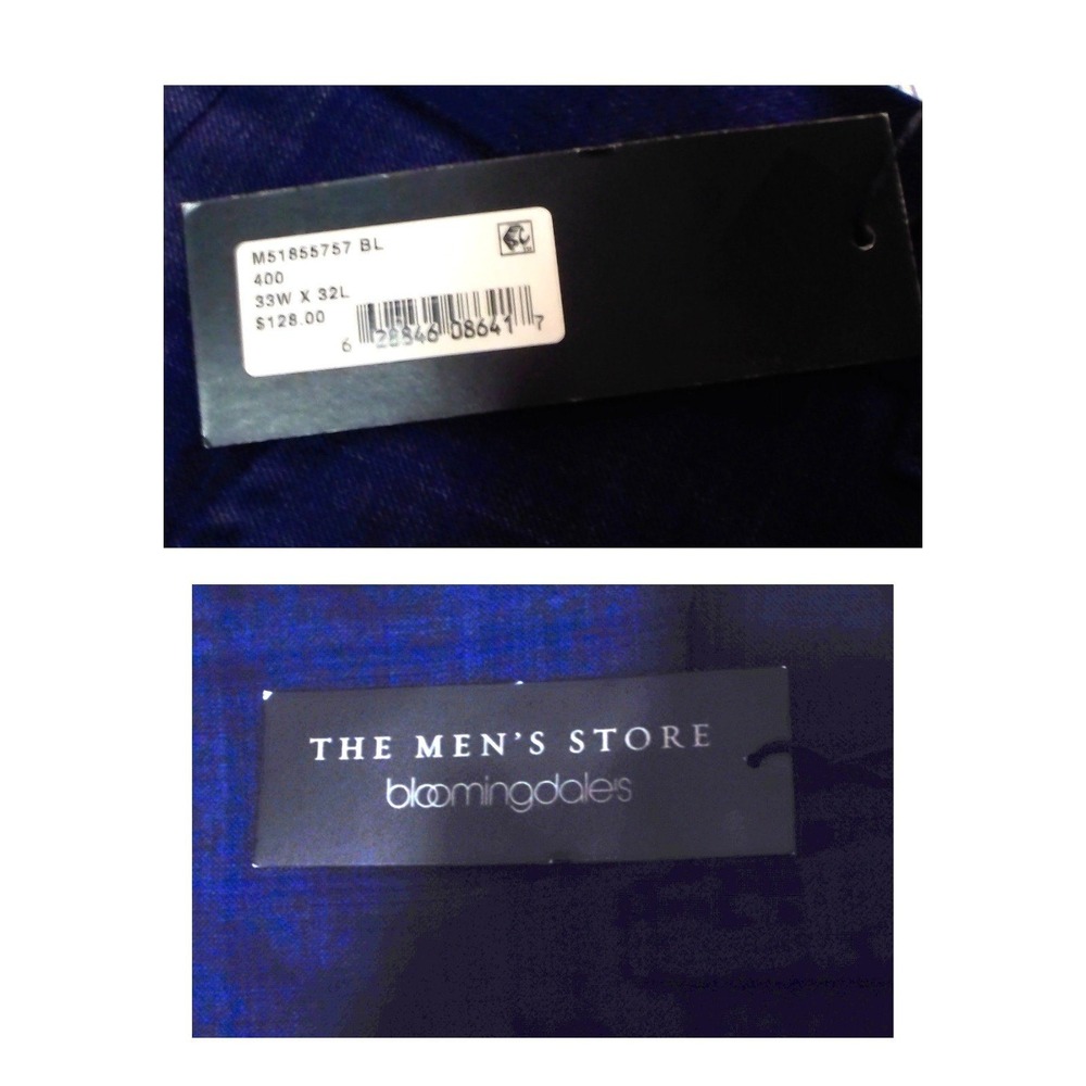 The Mens Store Bloomingdales Dress Pants Classic Fit Tonal-Check Wool Navy 33x32 - Picture 7 of 8